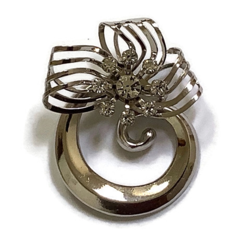 Bow Swirl Brooch Pin - Picture 1 of 6